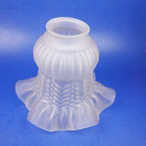 Vintage Art Deco Frosted Ruffled Glass Light Shade Clear Weave Globes 6"